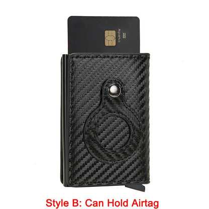 DIENQI, tarjetero de fibra de carbono, carteras para hombre, marca Rfid, negro, mágico, triple de cuero, Mini billetera delgada, monedero pequeño, monederos para hombre